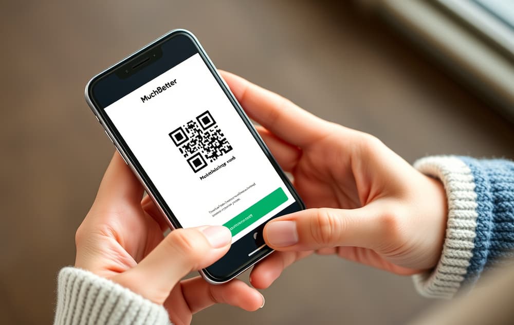 Person som bruker MuchBetter-appen på mobilen for å sette inn penger på et nettcasino.