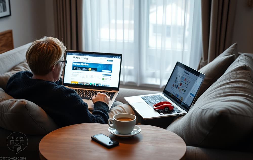 Person som spiller lotto på nett via Norsk Tipping.